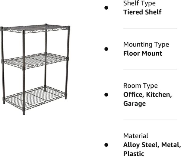 3-Shelf Adjustable Steel Wire Rack - Image 4